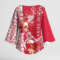 Personalized Poland Kimono Sleeve Blouse Two White Eagles Fighting - Wonder Print Shop