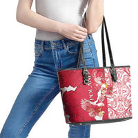 Poland Leather Tote Bag Two White Eagles Fighting - Wonder Print Shop