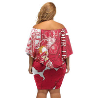 Personalized Poland Off Shoulder Short Dress Two White Eagles Fighting - Wonder Print Shop