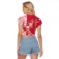 Personalized Poland Raglan Cropped T Shirt Two White Eagles Fighting - Wonder Print Shop