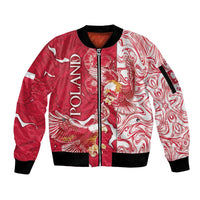 Personalized Poland Sleeve Zip Bomber Jacket Two White Eagles Fighting - Wonder Print Shop