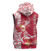 Personalized Poland Sleeveless Zip Hoodie Two White Eagles Fighting - Wonder Print Shop