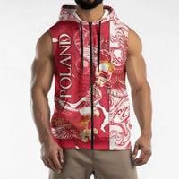 Personalized Poland Sleeveless Zip Hoodie Two White Eagles Fighting - Wonder Print Shop
