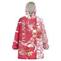 Personalized Poland Wearable Blanket Hoodie Two White Eagles Fighting - Wonder Print Shop