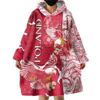 Personalized Poland Wearable Blanket Hoodie Two White Eagles Fighting - Wonder Print Shop