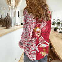 Personalized Poland Women Casual Shirt Two White Eagles Fighting - Wonder Print Shop