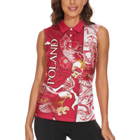 Personalized Poland Women Sleeveless Polo Shirt Two White Eagles Fighting - Wonder Print Shop