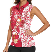 Personalized Poland Women Sleeveless Polo Shirt Two White Eagles Fighting - Wonder Print Shop