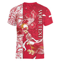 Personalized Poland Women V-Neck T-Shirt Two White Eagles Fighting - Wonder Print Shop