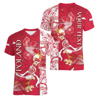 Personalized Poland Women V-Neck T-Shirt Two White Eagles Fighting - Wonder Print Shop