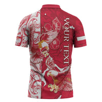 Personalized Poland Zipper Polo Shirt Two White Eagles Fighting - Wonder Print Shop
