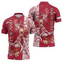 Personalized Poland Zipper Polo Shirt Two White Eagles Fighting - Wonder Print Shop