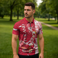 Personalized Poland Zipper Polo Shirt Two White Eagles Fighting - Wonder Print Shop
