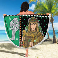 Ireland Christmas Beach Blanket Wren Boy With Shamrock Xmas Tree - Wonder Print Shop