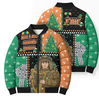 Ireland Christmas Bomber Puffer Jacket Wren Boy With Shamrock Xmas Tree - Wonder Print Shop