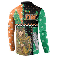 Ireland Christmas Button Sweatshirt Wren Boy With Shamrock Xmas Tree - Wonder Print Shop