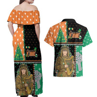 Ireland Christmas Couples Matching Off Shoulder Maxi Dress and Hawaiian Shirt Wren Boy With Shamrock Xmas Tree - Wonder Print Shop