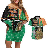 Ireland Christmas Couples Matching Off Shoulder Short Dress and Hawaiian Shirt Wren Boy With Shamrock Xmas Tree - Wonder Print Shop