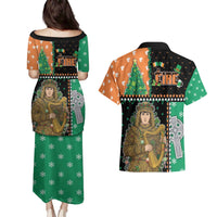 Ireland Christmas Couples Matching Puletasi and Hawaiian Shirt Wren Boy With Shamrock Xmas Tree - Wonder Print Shop