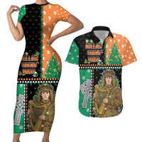 Ireland Christmas Couples Matching Short Sleeve Bodycon Dress and Hawaiian Shirt Wren Boy With Shamrock Xmas Tree - Wonder Print Shop