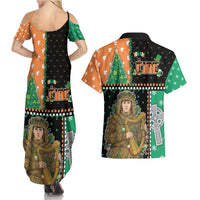 Ireland Christmas Couples Matching Summer Maxi Dress and Hawaiian Shirt Wren Boy With Shamrock Xmas Tree - Wonder Print Shop