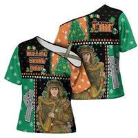Ireland Christmas Cross Shoulder Shirt Wren Boy With Shamrock Xmas Tree - Wonder Print Shop