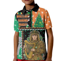 Ireland Christmas Kid Polo Shirt Wren Boy With Shamrock Xmas Tree - Wonder Print Shop