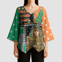 Ireland Christmas Kimono Sleeve Blouse Wren Boy With Shamrock Xmas Tree - Wonder Print Shop