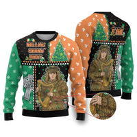 Ireland Christmas Ugly Christmas Sweater Wren Boy With Shamrock Xmas Tree - Wonder Print Shop
