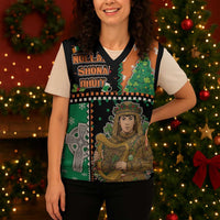 Ireland Christmas Knitted V-Neck Vest Wren Boy With Shamrock Xmas Tree - Wonder Print Shop