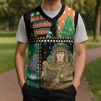 Ireland Christmas Knitted V-Neck Vest Wren Boy With Shamrock Xmas Tree - Wonder Print Shop