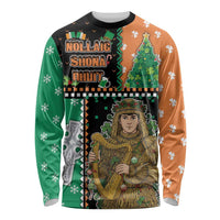 Ireland Christmas Long Sleeve Shirt Wren Boy With Shamrock Xmas Tree - Wonder Print Shop