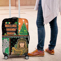 Ireland Christmas Luggage Cover Wren Boy With Shamrock Xmas Tree - Wonder Print Shop