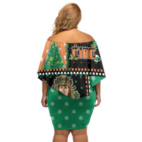 Ireland Christmas Off Shoulder Short Dress Wren Boy With Shamrock Xmas Tree - Wonder Print Shop