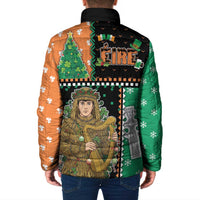 Ireland Christmas Padded Jacket Wren Boy With Shamrock Xmas Tree - Wonder Print Shop