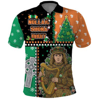 Ireland Christmas Polo Shirt Wren Boy With Shamrock Xmas Tree - Wonder Print Shop