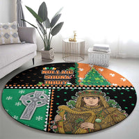 Ireland Christmas Round Carpet Wren Boy With Shamrock Xmas Tree - Wonder Print Shop