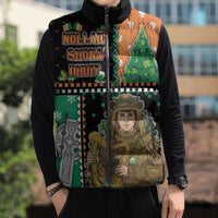 Ireland Christmas Sleeveless Puffer Jacket Wren Boy With Shamrock Xmas Tree - Wonder Print Shop