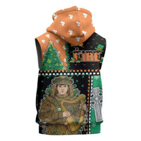 Ireland Christmas Sleeveless Zip Hoodie Wren Boy With Shamrock Xmas Tree - Wonder Print Shop