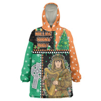 Ireland Christmas Wearable Blanket Hoodie Wren Boy With Shamrock Xmas Tree - Wonder Print Shop