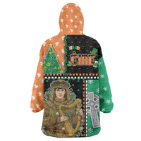 Ireland Christmas Wearable Blanket Hoodie Wren Boy With Shamrock Xmas Tree - Wonder Print Shop