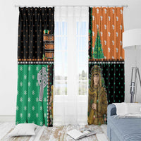 Ireland Christmas Window Curtain Wren Boy With Shamrock Xmas Tree - Wonder Print Shop