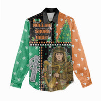Ireland Christmas Women Casual Shirt Wren Boy With Shamrock Xmas Tree - Wonder Print Shop