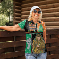 Ireland Christmas Women Polo Shirt Wren Boy With Shamrock Xmas Tree - Wonder Print Shop