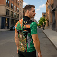 Ireland Christmas Zipper Polo Shirt Wren Boy With Shamrock Xmas Tree - Wonder Print Shop