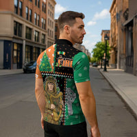 Ireland Christmas Zipper Polo Shirt Wren Boy With Shamrock Xmas Tree - Wonder Print Shop