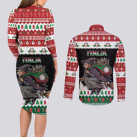 Italy Christmas Couples Matching Long Sleeve Bodycon Dress and Long Sleeve Button Shirt La Befana Buon Natale - Wonder Print Shop