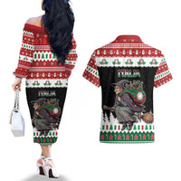 Italy Christmas Couples Matching Off The Shoulder Long Sleeve Dress and Hawaiian Shirt La Befana Buon Natale - Wonder Print Shop