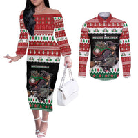 Italy Christmas Couples Matching Off The Shoulder Long Sleeve Dress and Long Sleeve Button Shirt La Befana Buon Natale - Wonder Print Shop