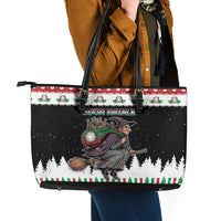 Italy Christmas Leather Tote Bag La Befana Buon Natale - Wonder Print Shop